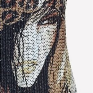 FANTAZIA ~ Sequin Leopard Graphic Tank Top Dress w/Metallic Appearance Details